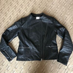 Cupcakes & Cashmere Faux Black Leather Jacket